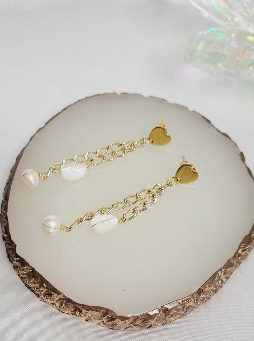 Leaf and Pearl Earrings