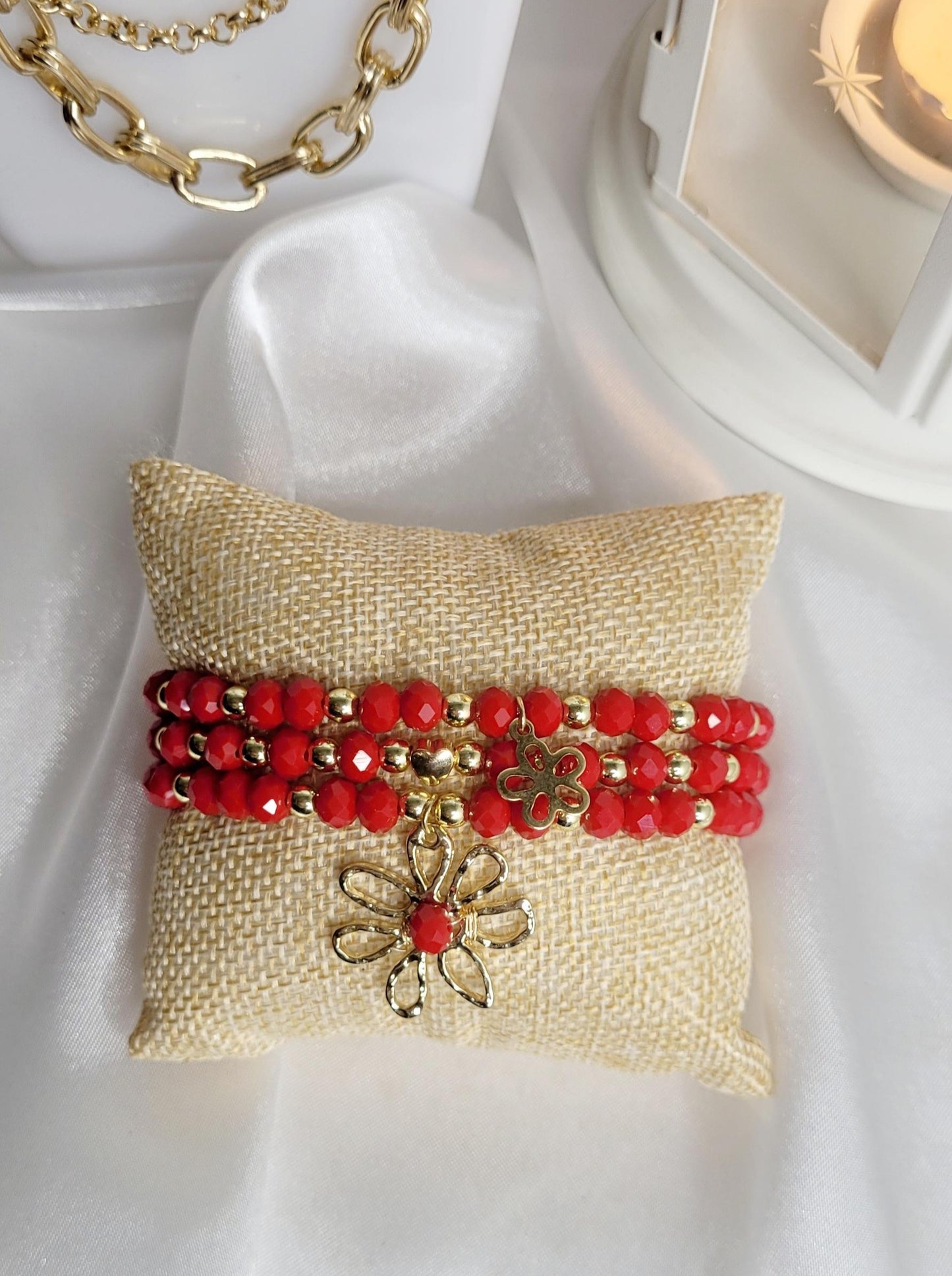 Red Crystals Bracelet Set