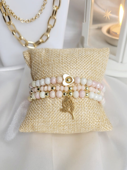 Pink Crystal Bracelet Set