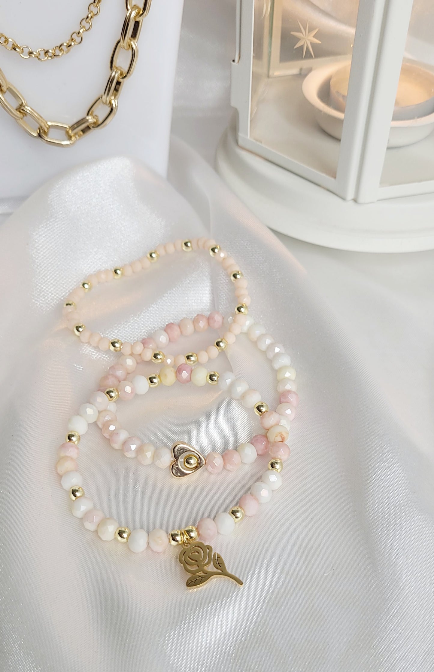 Pink Crystal Bracelet Set