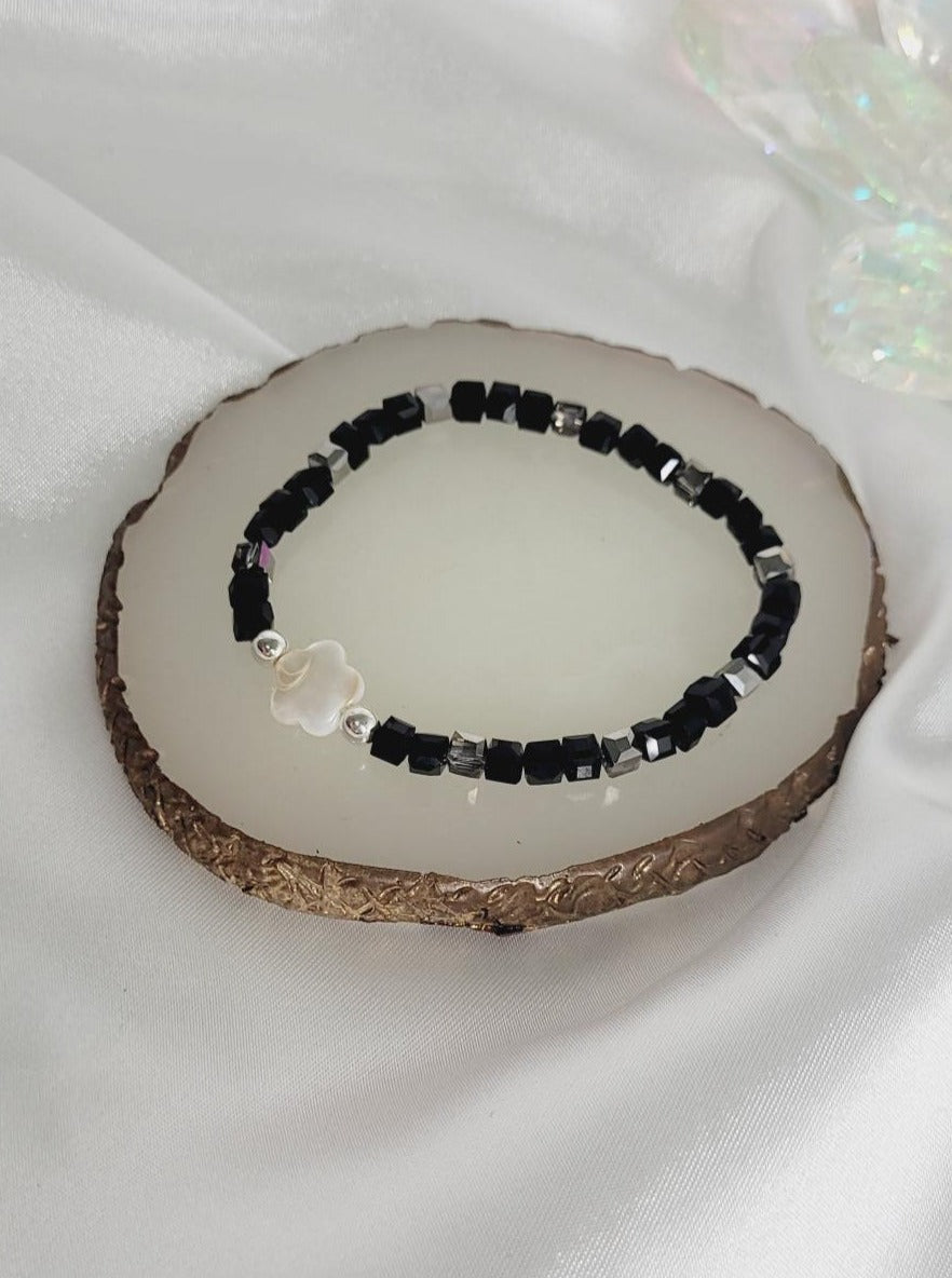 Silver and Black Bracelet Set