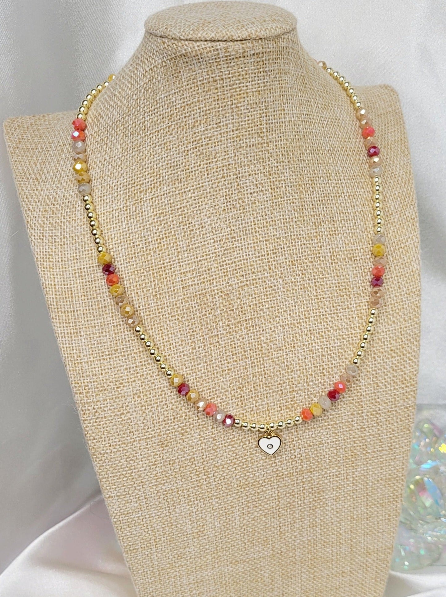 Colorful Crystals and Golden Hematites Necklace