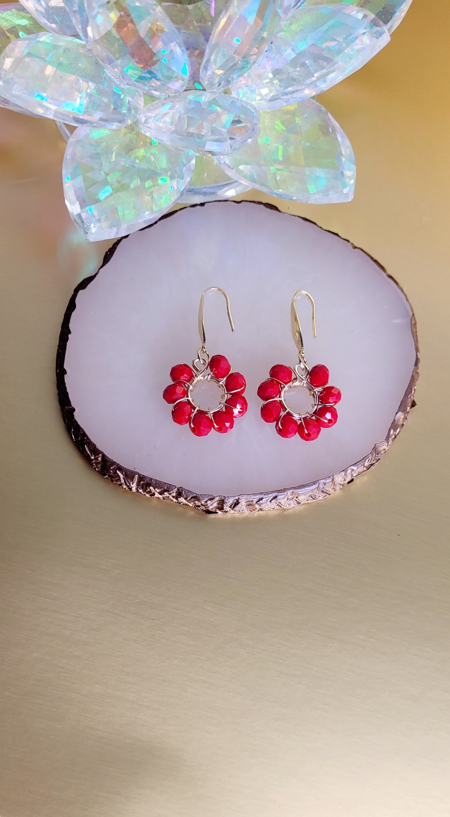 Red Crystal Hook Earrings