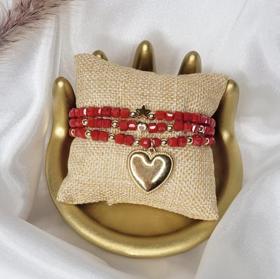 Golden Star and Hearts Bracelet Set