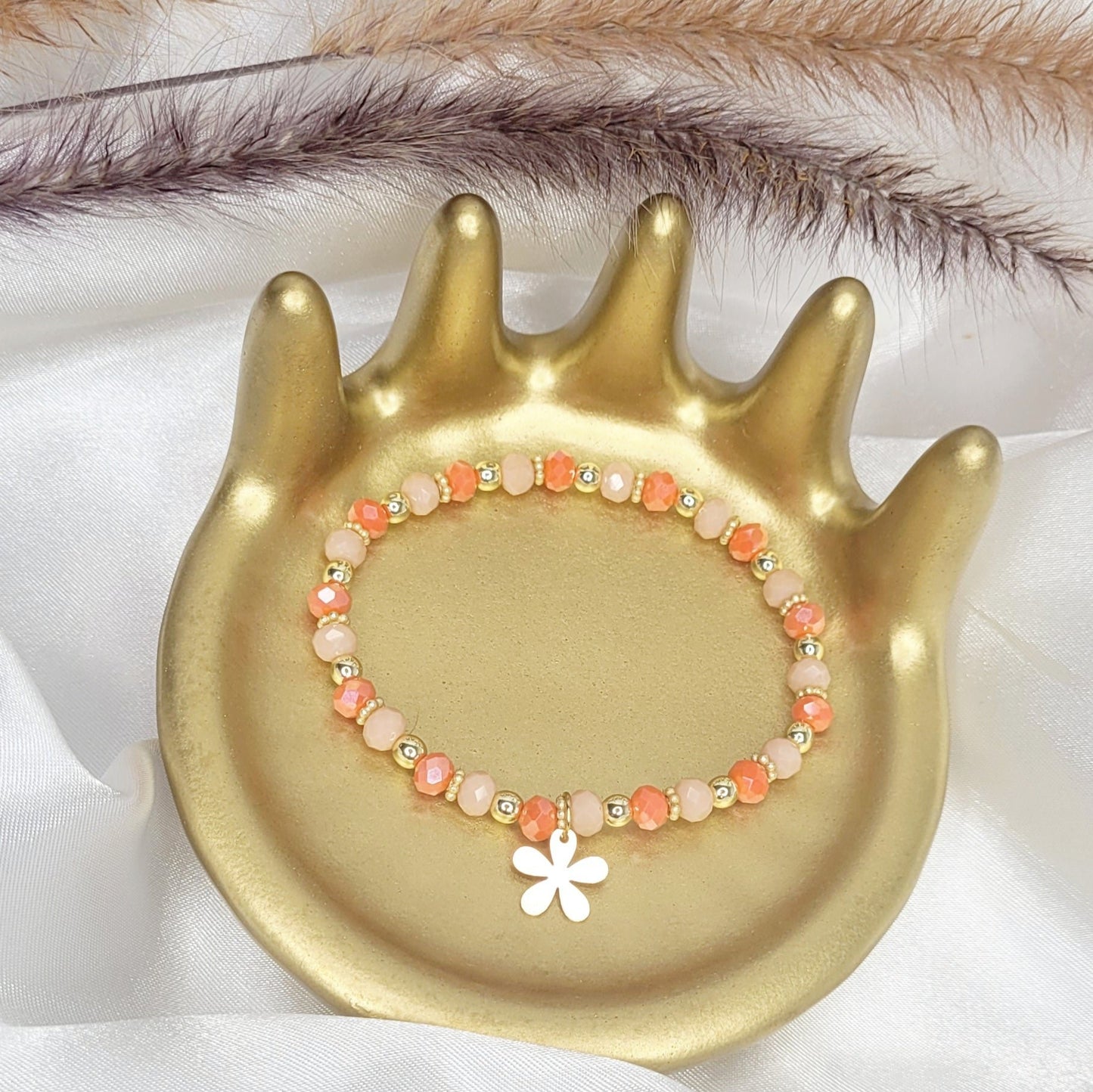 Coral Orange Crystals Bracelet Set