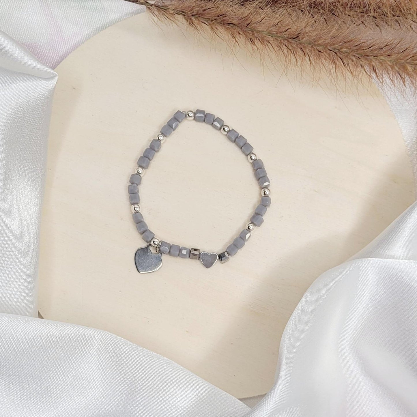 Silver Bear and Hearts Bracelet Set