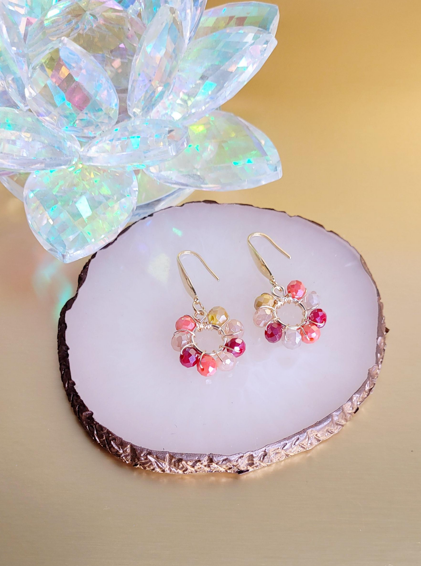 Multicolor Crystals Hook Earrings